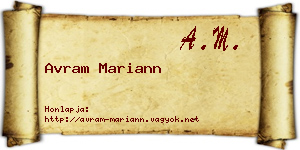 Avram Mariann névjegykártya